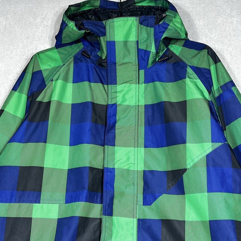 Vans Ski Snowboard Jacket Mens Size Large Blue Green Plaid Coat Hooded - Picture 2 of 12